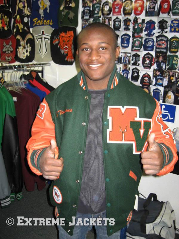 Miami Varsity Jacket Green / Orange